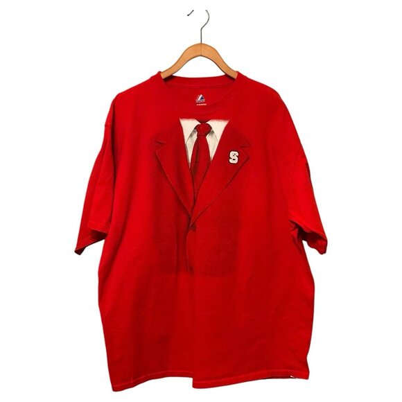 North Carolina State Wolfpack Red S/S Blazer T-Shirt Men's Size 2X Majestic NCAA - Picture 1 of 13